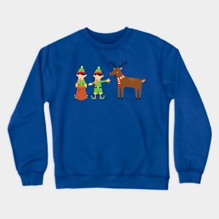 Elves feeding reindeer Crewneck Sweatshirt